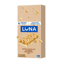 LUNA Bar White Chocolate Macadamia Flavor Gluten Free Snack Bar, Non-GMO Protein Bar